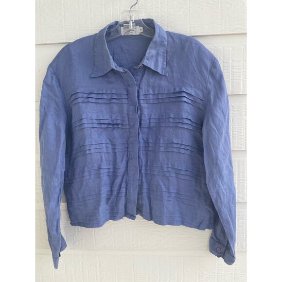 JSong Collection 100% linen blue shirt jacket 18 - Picture 1 of 7